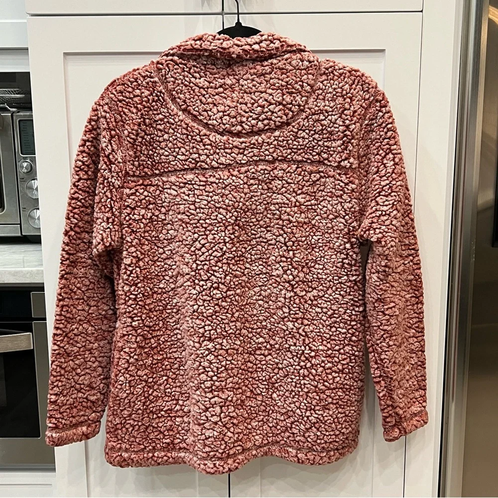 Zenana Outfitters Burgundy White Fuzzy Quarter Zip - Picture 5 of 8